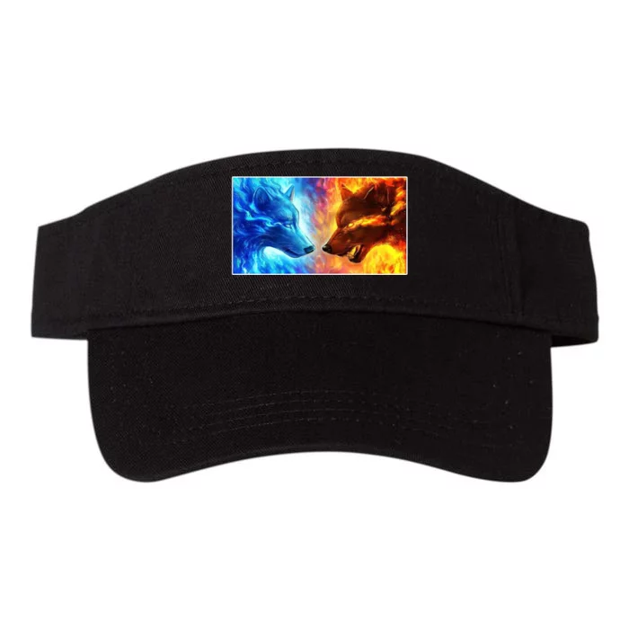 Fire And Ice Wolf Cool Graphic Valucap Bio-Washed Visor