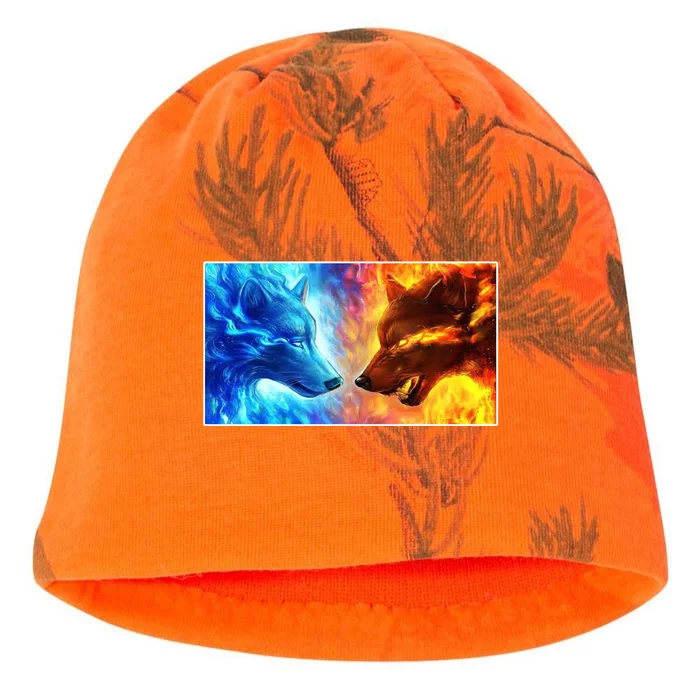 Fire And Ice Wolf Cool Graphic Kati - Camo Knit Beanie