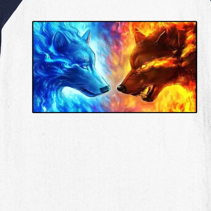 Fire And Ice Wolf Cool Graphic Baseball Sleeve Shirt