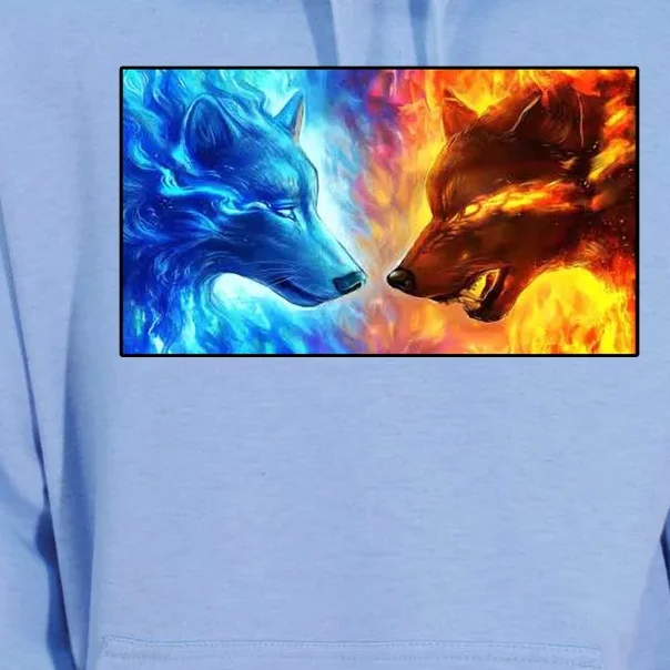 Fire And Ice Wolf Cool Graphic Unisex Surf Hoodie