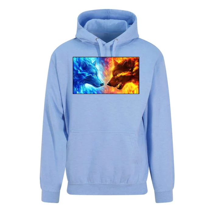 Fire And Ice Wolf Cool Graphic Unisex Surf Hoodie