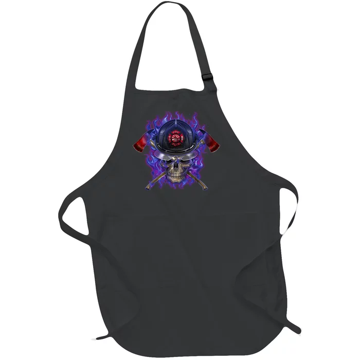 Fire Dept Flame Skull Full-Length Apron With Pocket