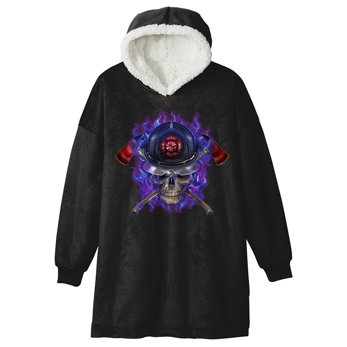 Fire Dept Flame Skull Hooded Wearable Blanket