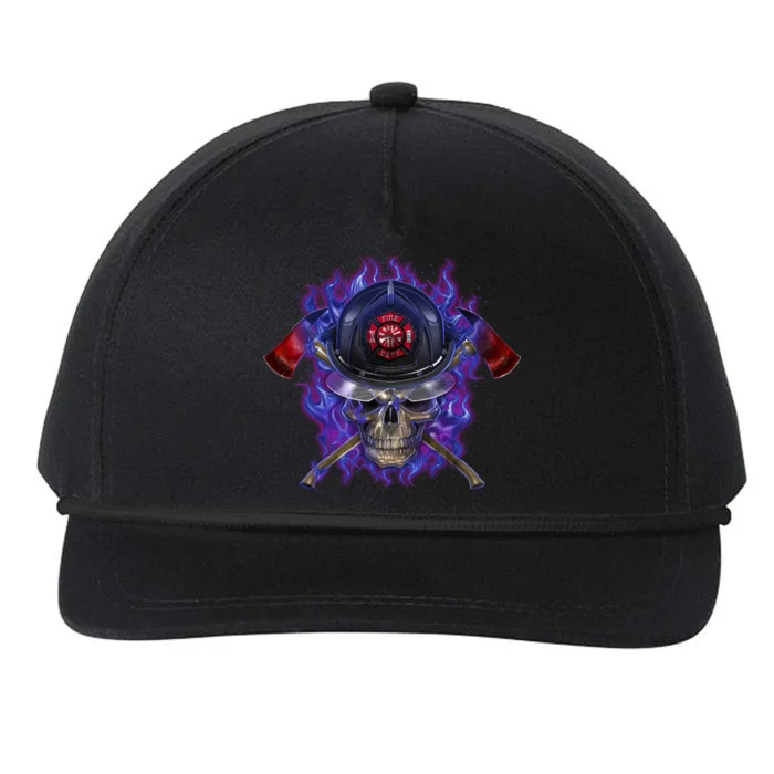 Fire Dept Flame Skull Snapback Five-Panel Rope Hat