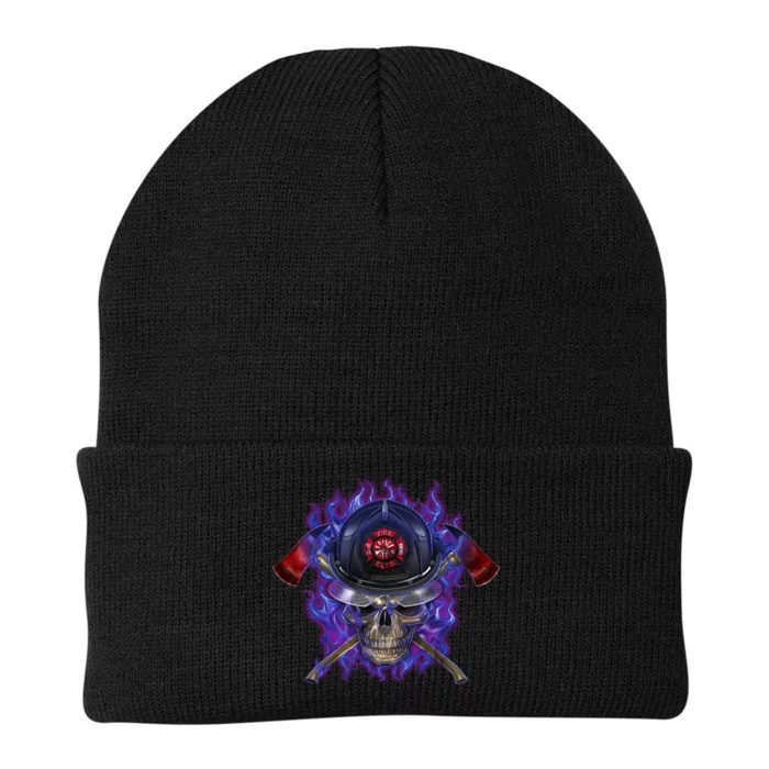 Fire Dept Flame Skull Knit Cap Winter Beanie