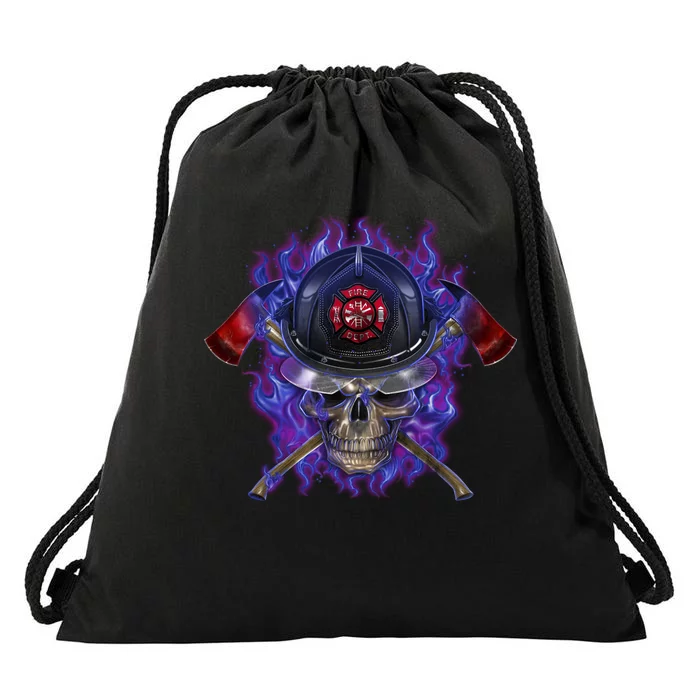 Fire Dept Flame Skull Drawstring Bag