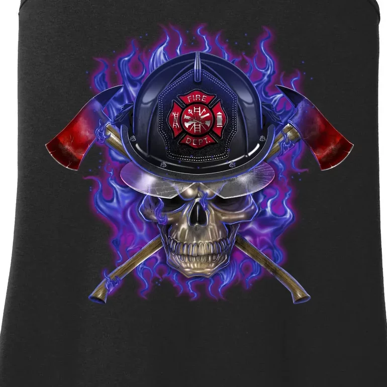 Fire Dept Flame Skull Ladies Essential Tank