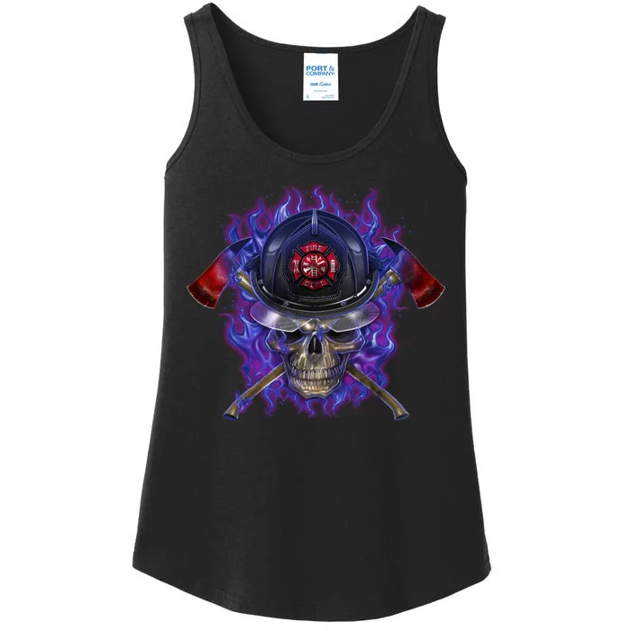 Fire Dept Flame Skull Ladies Essential Tank