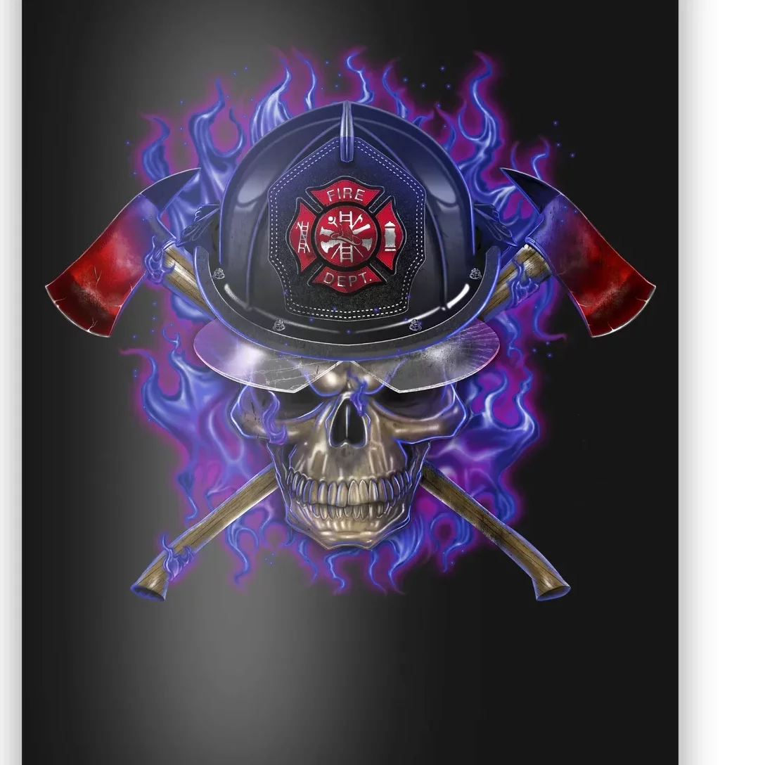 Fire Dept Flame Skull Poster