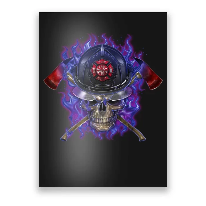 Fire Dept Flame Skull Poster