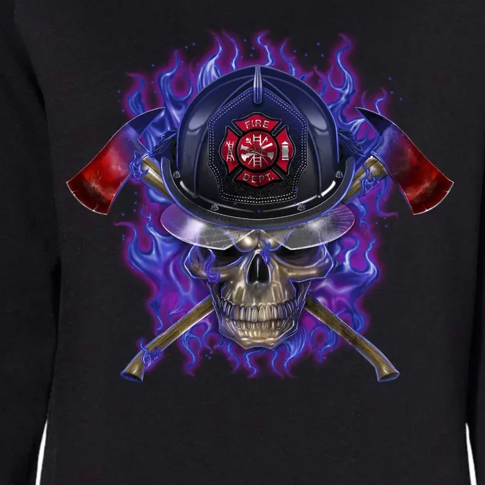 Fire Dept Flame Skull Womens California Wash Sweatshirt