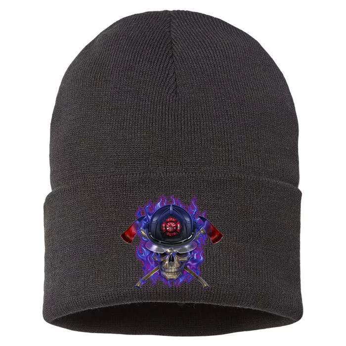 Fire Dept Flame Skull Sustainable Knit Beanie