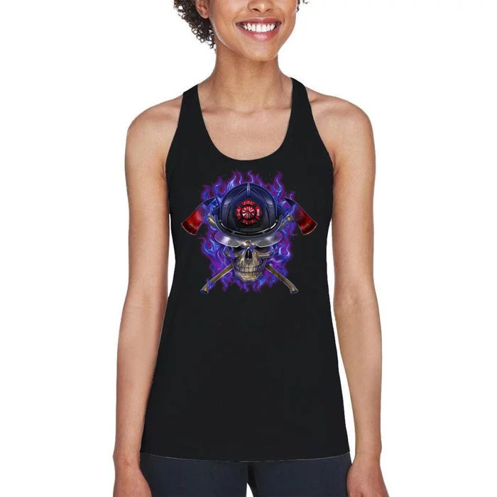 Fire Dept Flame Skull Women's Racerback Tank