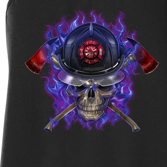 Fire Dept Flame Skull Women's Racerback Tank