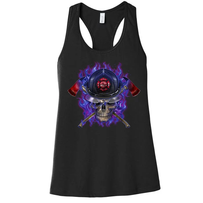 Fire Dept Flame Skull Women's Racerback Tank