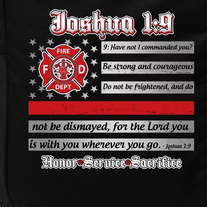 Fire Fighters Red Line Flag Joshua 1:9 Impact Tech Backpack