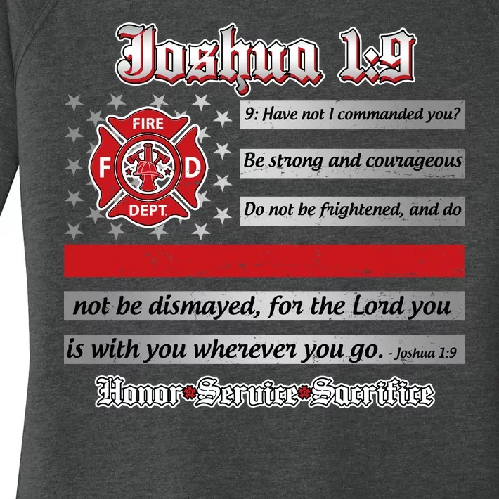 Fire Fighters Red Line Flag Joshua 1:9 Women's Perfect Tri Tunic Long Sleeve Shirt