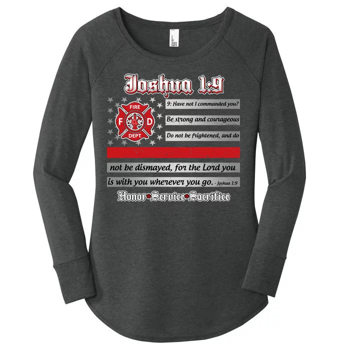 Fire Fighters Red Line Flag Joshua 1:9 Women's Perfect Tri Tunic Long Sleeve Shirt