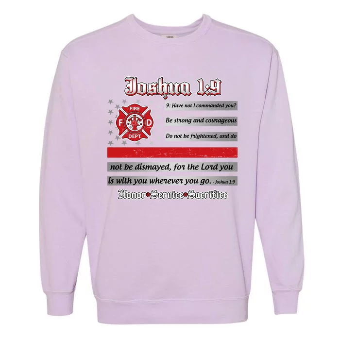 Fire Fighters Red Line Flag Joshua 1:9 Garment-Dyed Sweatshirt