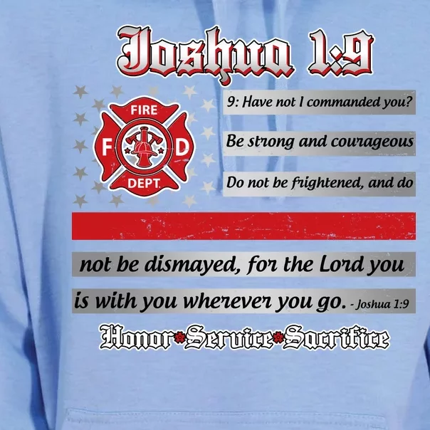 Fire Fighters Red Line Flag Joshua 1:9 Unisex Surf Hoodie