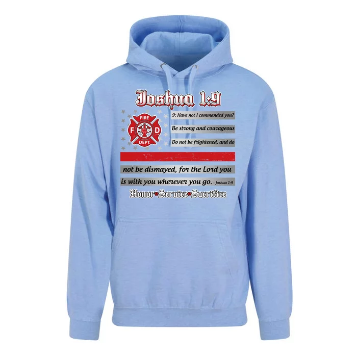 Fire Fighters Red Line Flag Joshua 1:9 Unisex Surf Hoodie