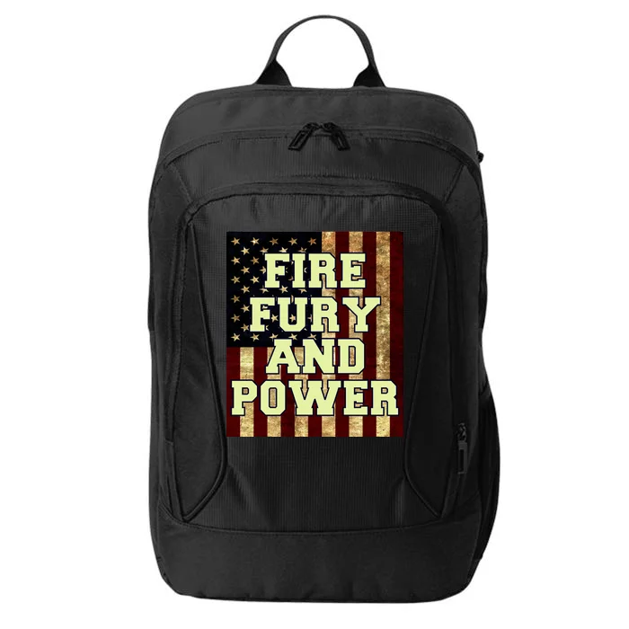 Fire Fury Power USA Flag Trump Quote City Backpack