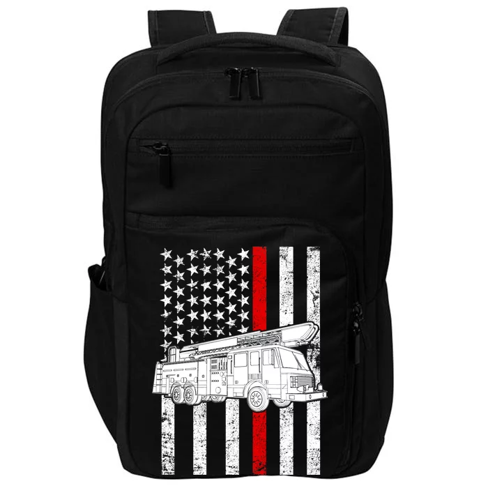 Fire Truck American Firefighter Thin Red Line Flag Impact Tech Backpack