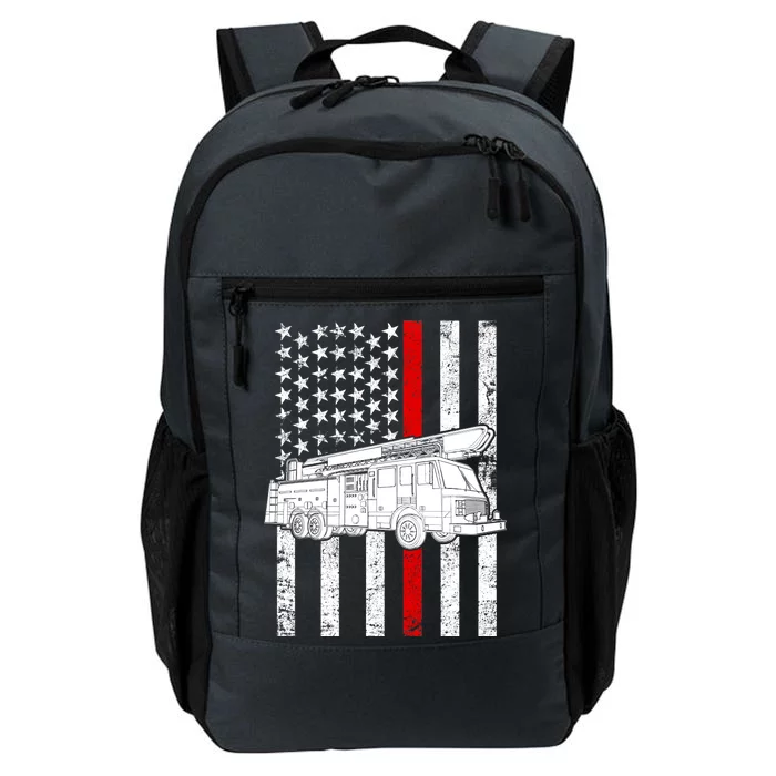 Fire Truck American Firefighter Thin Red Line Flag Daily Commute Backpack