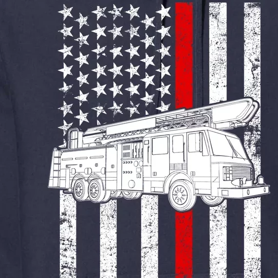 Fire Truck American Firefighter Thin Red Line Flag Premium Hoodie