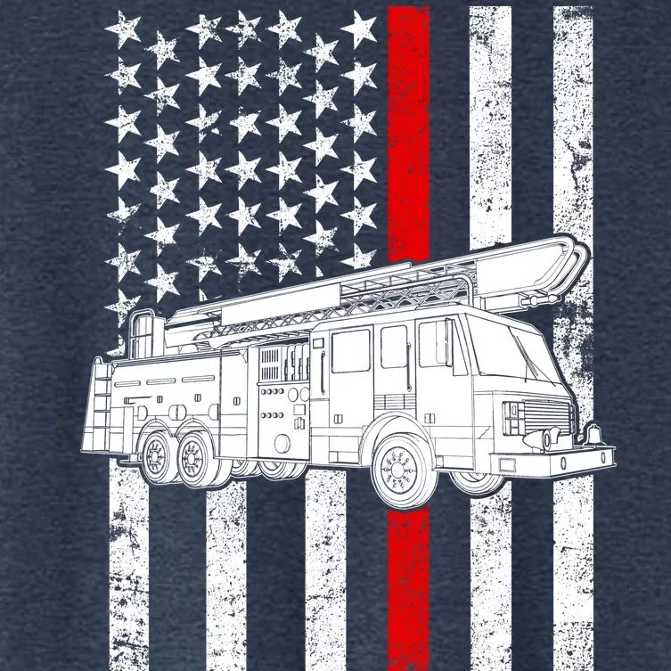 Fire Truck American Firefighter Thin Red Line Flag Women's Crop Top Tee