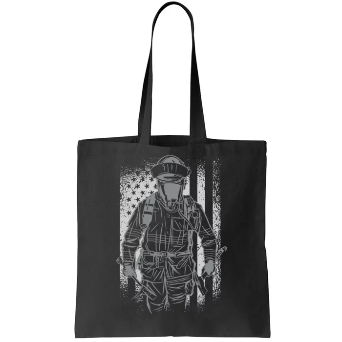 Firefighter American Flag Tote Bag