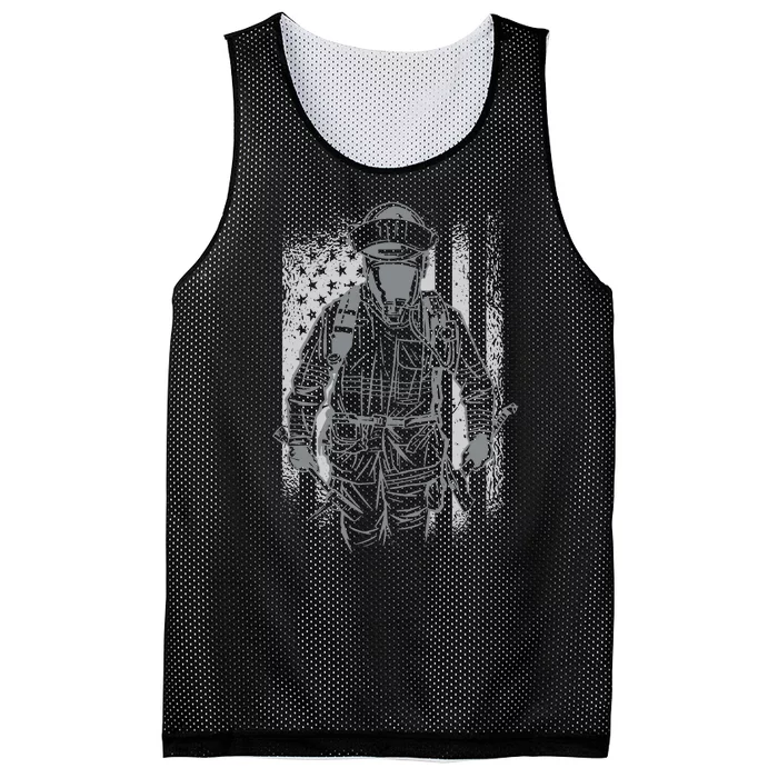 Firefighter American Flag Mesh Reversible Basketball Jersey Tank