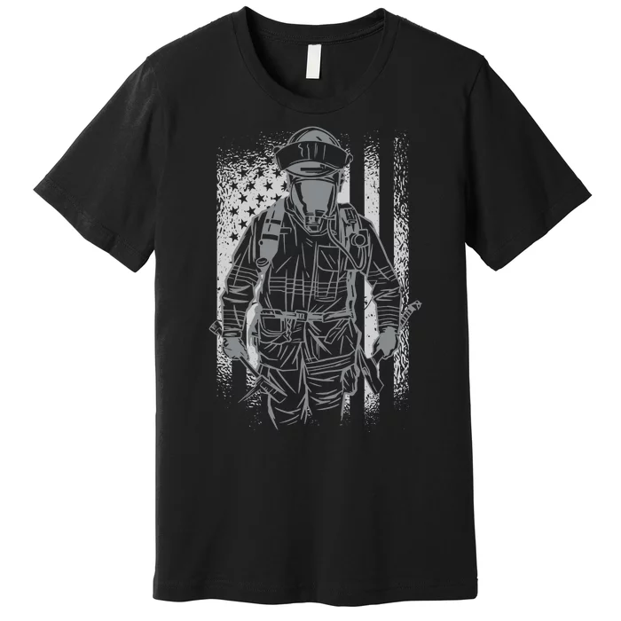 Firefighter American Flag Premium T-Shirt