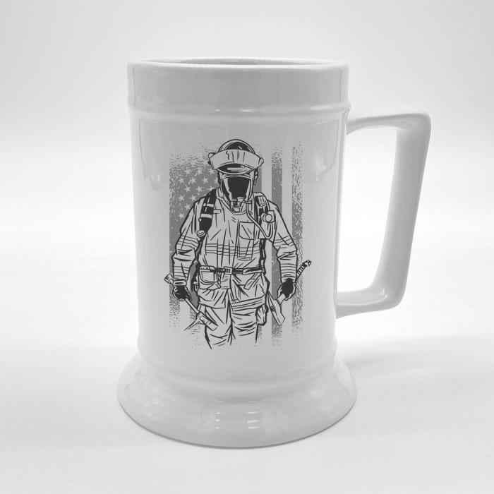 Firefighter American Flag Front & Back Beer Stein