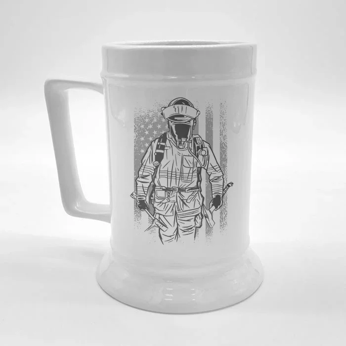 Firefighter American Flag Front & Back Beer Stein