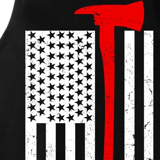 Firefighter Axe American Flag Ladies Tri-Blend Wicking Tank