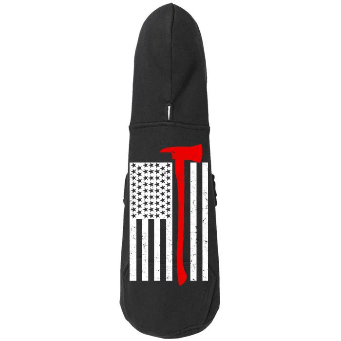 Firefighter Axe American Flag Doggie 3-End Fleece Hoodie