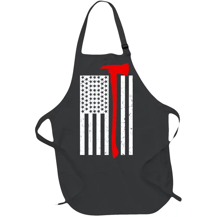 Firefighter Axe American Flag Full-Length Apron With Pocket