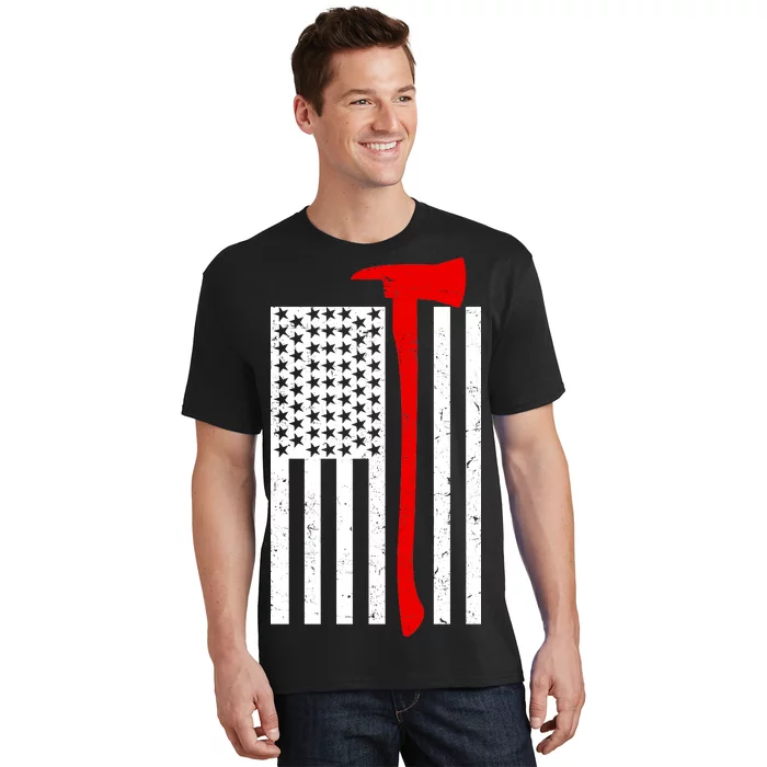 Firefighter Axe American Flag T-Shirt