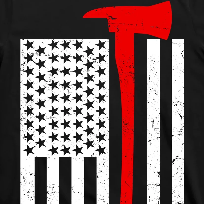 Firefighter Axe American Flag T-Shirt