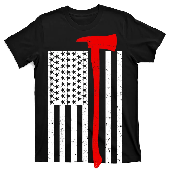 Firefighter Axe American Flag T-Shirt