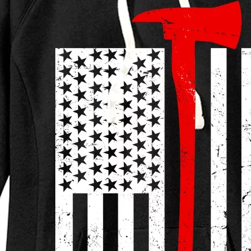 Firefighter Axe American Flag Women's Fleece Hoodie