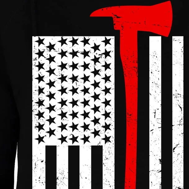 Firefighter Axe American Flag Womens Funnel Neck Pullover Hood