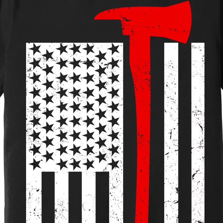 Firefighter Axe American Flag Premium T-Shirt