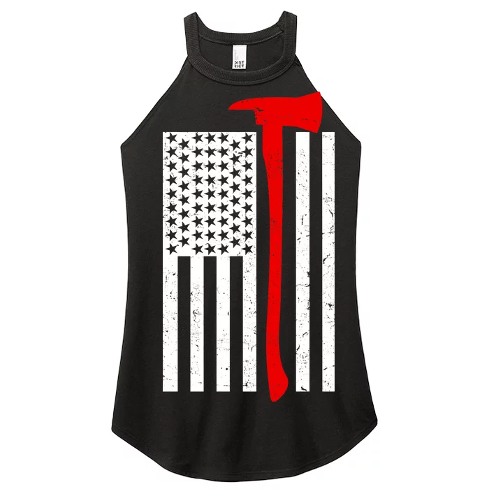 Firefighter Axe American Flag Women’s Perfect Tri Rocker Tank