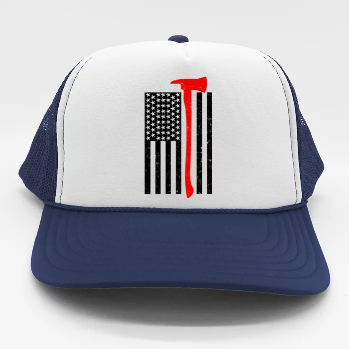 Firefighter Axe American Flag Trucker Hat