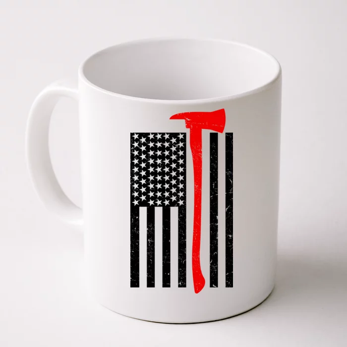 Firefighter Axe American Flag Front & Back Coffee Mug