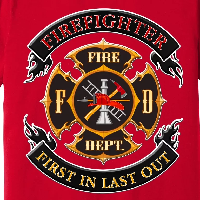 Firefighter Biker Logo First In Last Out Premium T-Shirt