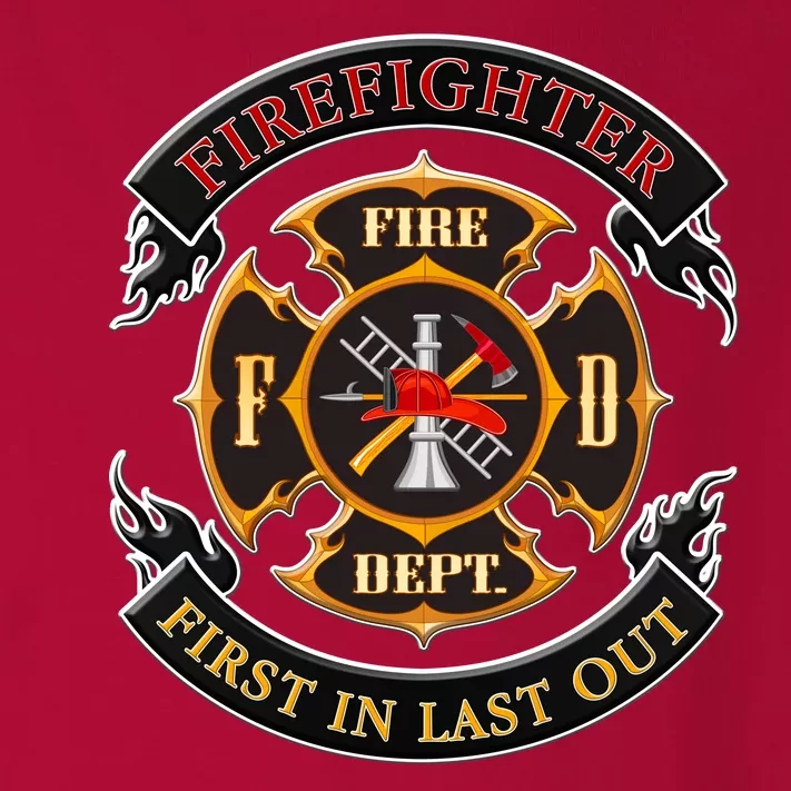 Firefighter Biker Logo First In Last Out Toddler Long Sleeve Shirt