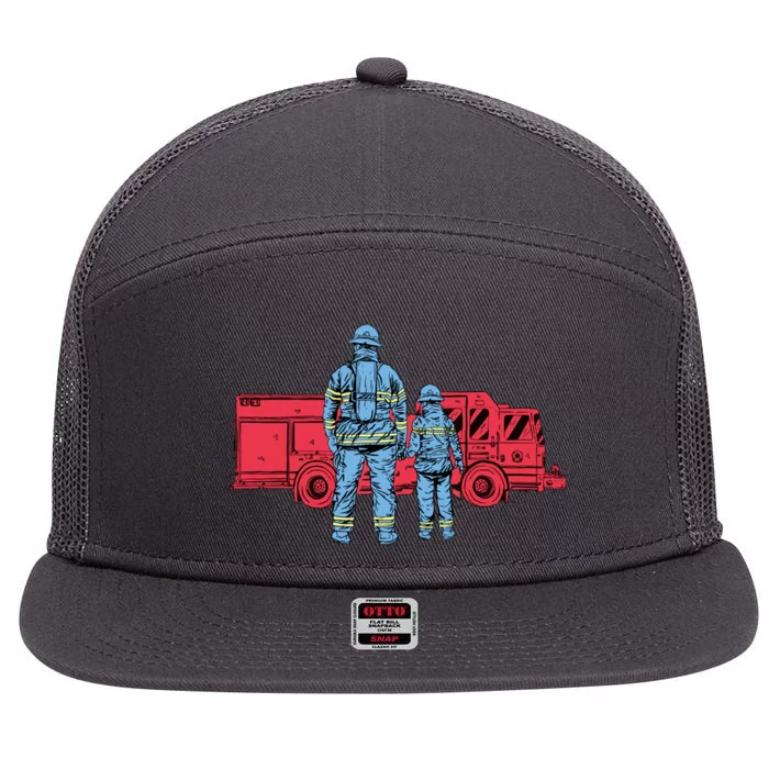 Firefighter Father And Son 7 Panel Mesh Trucker Snapback Hat